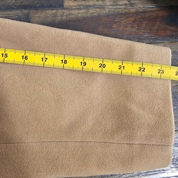 AK Anne Klein 2X Double Breasted Hooded Wool Blend Pea Coat Jacket Tan Classic ~ - Picture 10 of 13